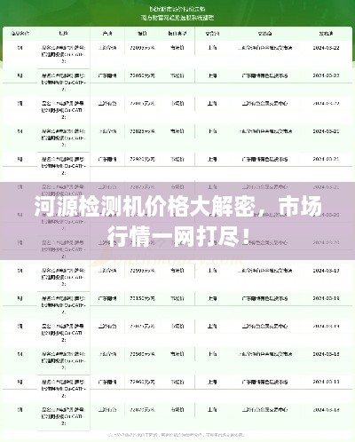 河源檢測機(jī)價格大解密，市場行情一網(wǎng)打盡！