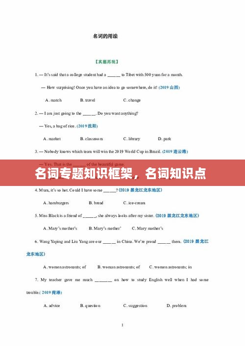 名詞專題知識框架，名詞知識點(diǎn) 