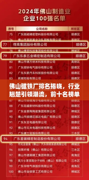 佛山磁鐵廠排名揭曉，行業(yè)翹楚引領(lǐng)潮流，前十名榜單全解析