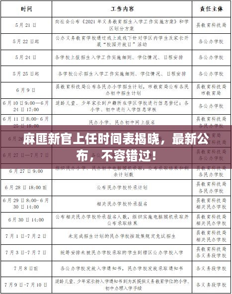 麻匪新官上任時(shí)間表揭曉，最新公布，不容錯(cuò)過(guò)！