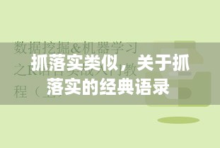 抓落實(shí)類(lèi)似，關(guān)于抓落實(shí)的經(jīng)典語(yǔ)錄 